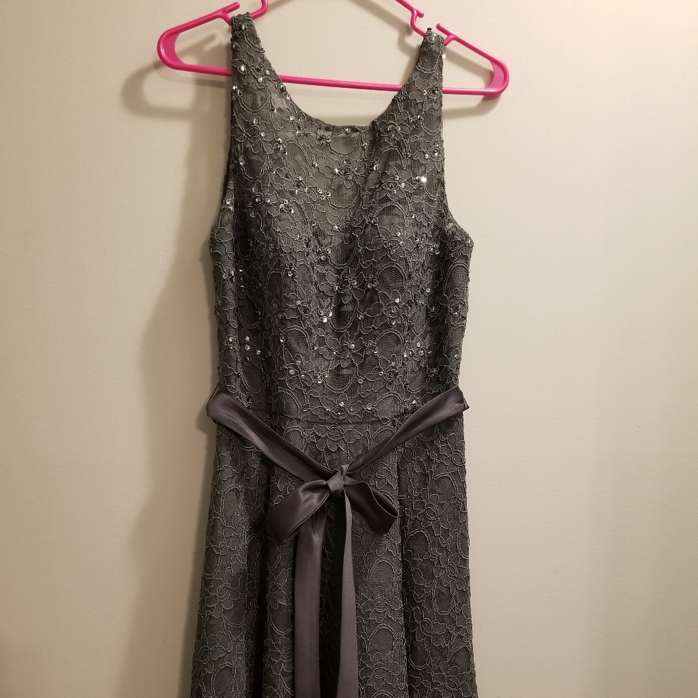 MORI LEE BRIDESMAID Dress 31076 Charcoal Gray 10